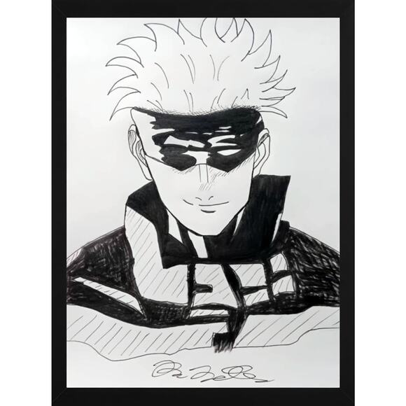 Satoru Gojo Jujutsu Kaisen Anime Manga Comic Fan Art 9x12 Inch Ink Drawing - Picture 1 of 2